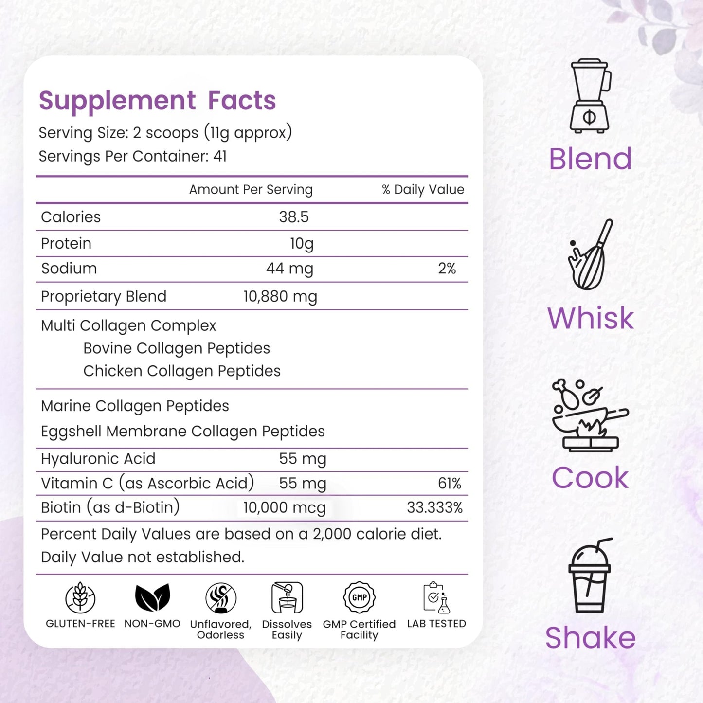 Multi Collagen Peptides Powder, 1 Pounds collagen powder- Type I,II,III,V,X with Biotin 10000mcg, Hyaluronic acid powder, Vitamin C - Unflavored Collagen Protein Powder - Maple Wellness Supplements