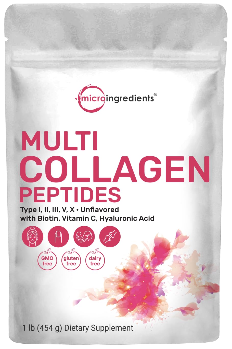 Multi Collagen Peptides Powder, 16 Oz - Hydrolyzed Protein Peptides | Type I,II,III,V,X - Maple Wellness Supplements