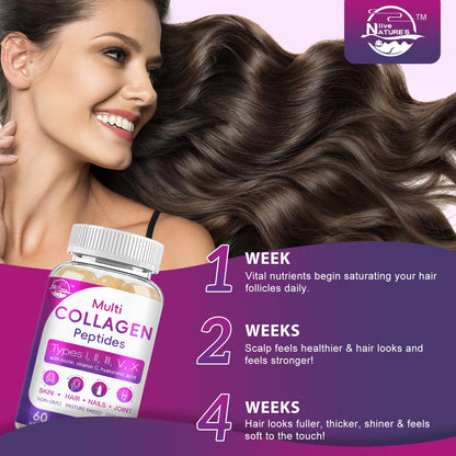 Multi Collagen Peptides Softgel - Type I, II, III, V, X - Hydrolyzed Collagen Peptides with Biotin, Vitamin C, Hyaluronic Acid, Supports Skin Hair Nail - Maple Wellness Supplements