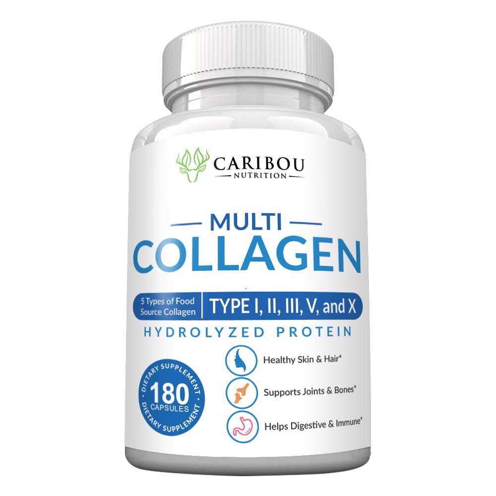 Multi Collagen Pills - 180 Collagen Pills - Type I, II, III, V & X Collagen Capsules - Unique Blend of Collagen Peptides Capsules - Wild Fish, Eggshell, - Maple Wellness Supplements
