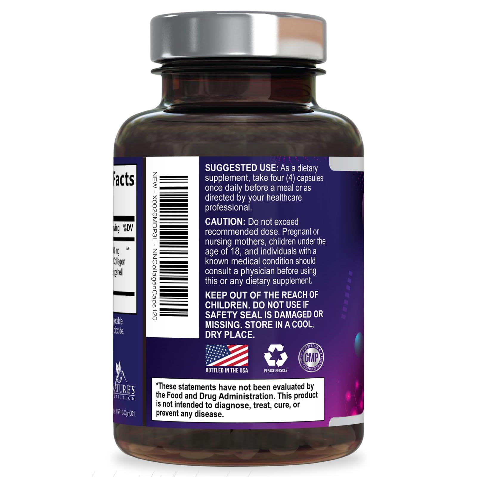 Multi Collagen Pills 2400 mg - Advanced Types I, II, III, V, X - Hydrolyzed Multi Collagen Peptides Pills, Collagen Supplements for Women & Men - Hair, Skin, & Nail Support Supplement - 120 Capsules - Maple Wellness Supplements