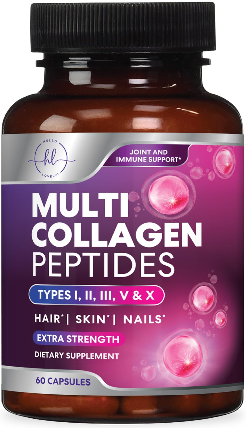 Multi Collagen Supplement 2400 mg - Types I, II, III, V & X Multi Collagen Peptides Pills for Women & Men, Hydrolyzed Collagen Supplements, Hair, Skin, Nail, & Joint Support Supplement, 60 Capsules - Maple Wellness Supplements