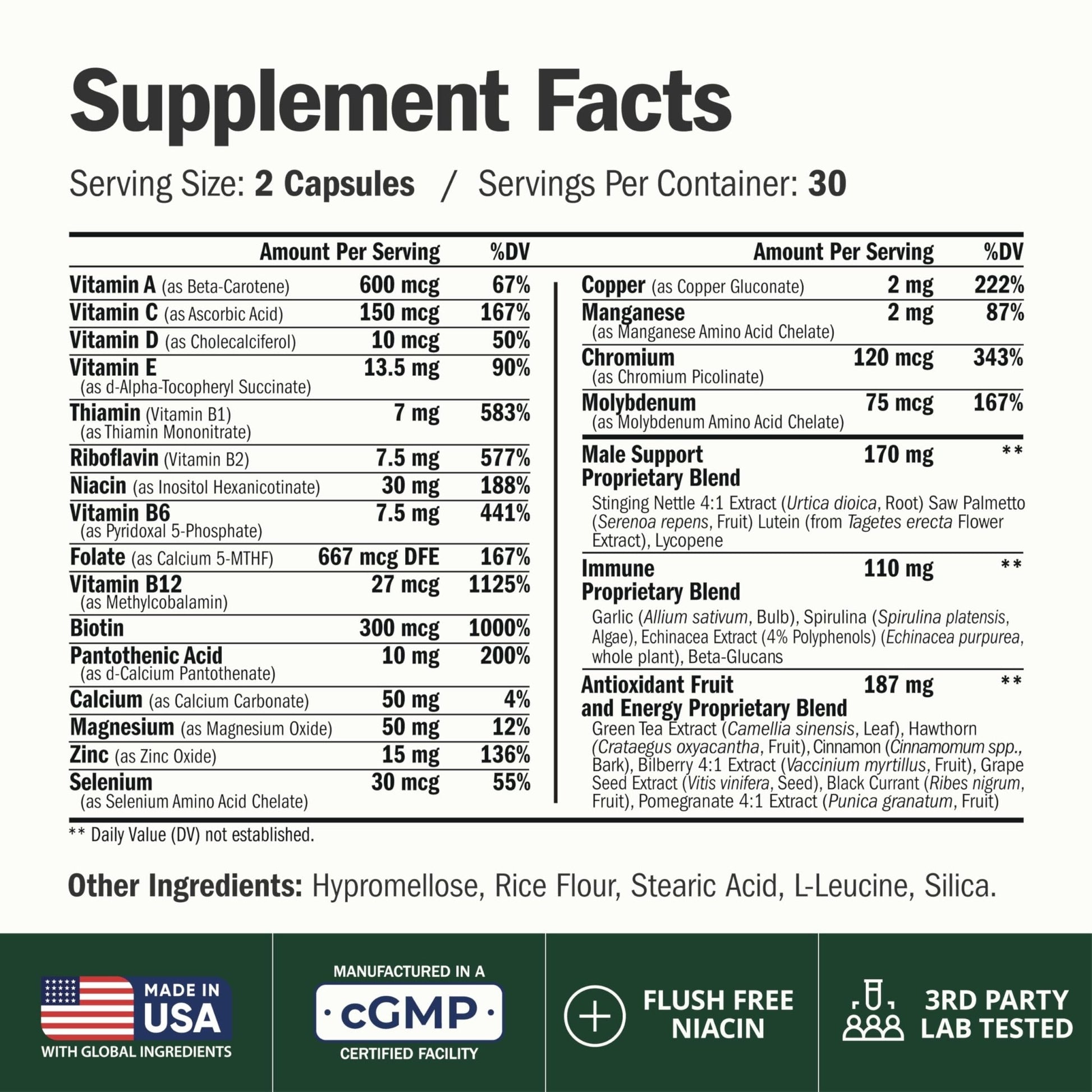 Multivitamin for Men with Methylated Vitamins and Chelated Minerals for Energy, Focus and Immune Health – Premium Daily Mens - Maple Wellness Supplements