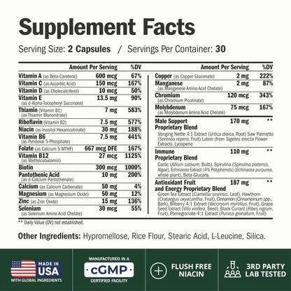 Multivitamin for Men with Methylated Vitamins and Chelated Minerals for Energy, Focus and Immune Health – Premium Daily Mens - Maple Wellness Supplements