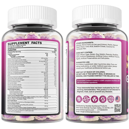 Multivitamin for Women 50 Plus Gummies, Vegan Omega 3, Methylfolate, Calcium, D3 K2, CoQ10, Daily Vitamin A C E, Methylated B12, Biotin, B Complex - Maple Wellness Supplements