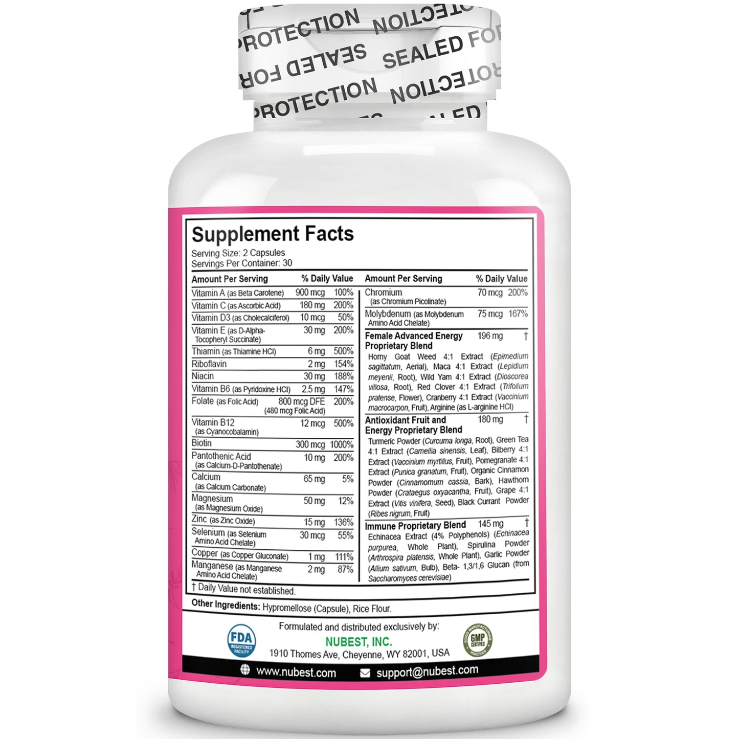 Multivitamin for Women with 39 Key Nutrients, Essential Vitamins, Minerals, Horny Goat Weed, Maca, Wild Yam, Red Clover, Cranberry, Arginine, Herbal Supplement | 60 Vegan Capsules | 1 Month Supply - Maple Wellness Supplements
