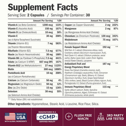 Multivitamin for Women with Methylated Vitamins and Chelated Minerals for Energy, Focus and Immune Health - Maple Wellness Supplements
