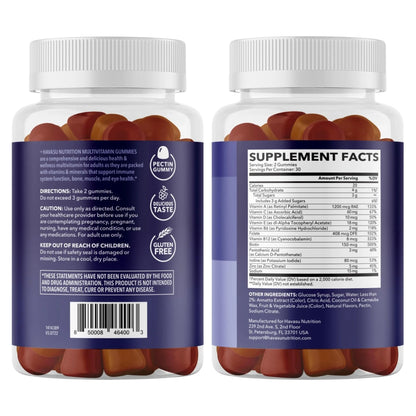 Multivitamin Gummies for Adults - Daily Gummy with Vitamin C, D, and Zinc for Men and Women - 60 Count - GLP-1 Nutritional Support - Maple Wellness Supplements