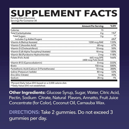 Multivitamin Gummies for Adults - Daily Gummy with Vitamin C, D, and Zinc for Men and Women - 60 Count - GLP-1 Nutritional Support - Maple Wellness Supplements