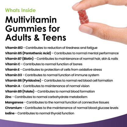 Multivitamin Gummies High Strength for Men Women - Vegetarian +14 Essential Vitamins - Maple Wellness Supplements