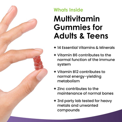 Multivitamin Gummies High Strength for Men Women - Vegetarian +14 Essential Vitamins - Maple Wellness Supplements