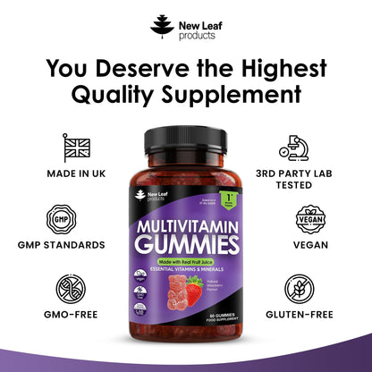 Multivitamin Gummies High Strength for Men Women - Vegetarian +14 Essential Vitamins - Maple Wellness Supplements