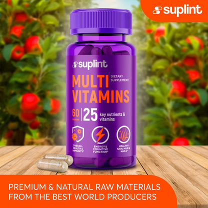 Multivitamin Supplement | Complex with Vitamin A, C, D, E, K1, B, Zinc & Chromium | Hair, Skin & Nail Beauty Vitamins | Immune Support Supplements for Men & Women | 60 Capsules - Maple Wellness Supplements