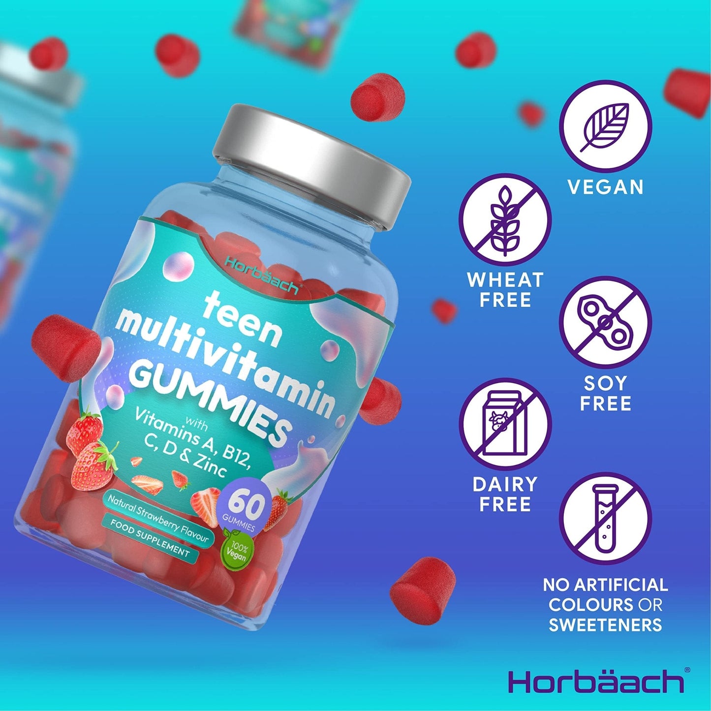 Multivitamins for Teens | 60 Vegan Gummies | 14 Essential Nutrients | with Vitamin A, B12 - Maple Wellness Supplements