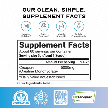 Muscle Feast Creapure Creatine Monohydrate Powder, Vegan Keto Friendly Gluten-Free, Mass Gainer, Muscle Recovery Supplement and Trusted Creatine for Muscle Growth - Maple Wellness Supplements