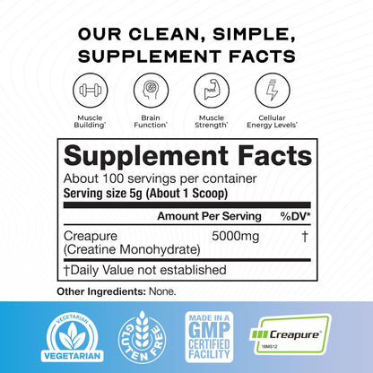 Muscle Feast Creapure Creatine Monohydrate Powder, Vegan Keto Friendly Gluten-Free, Mass Gainer, Muscle Recovery Supplement and Trusted Creatine for Muscle Growth, - Maple Wellness Supplements