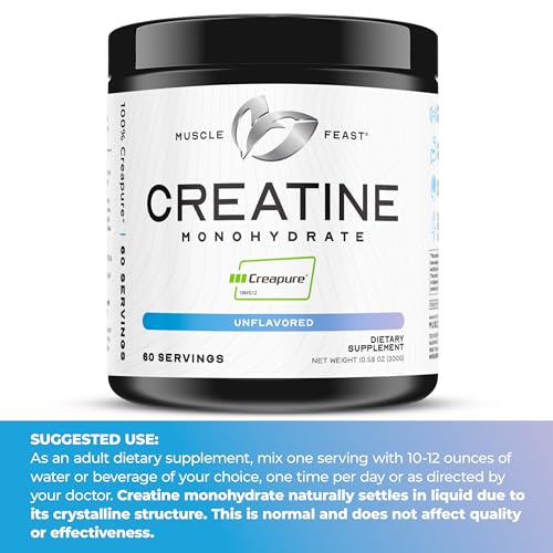 Muscle Feast Creapure Creatine Monohydrate Powder, Vegan Keto Friendly Gluten-Free, Mass Gainer, Muscle Recovery Supplement and Trusted Creatine for Muscle Growth - Maple Wellness Supplements