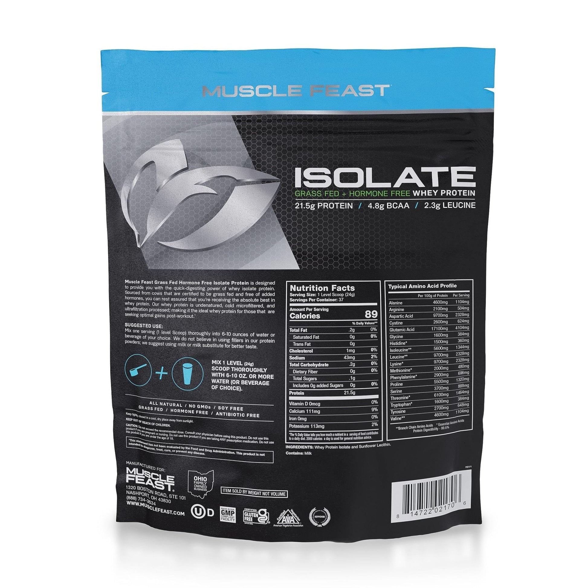 Muscle Feast Grass-Fed Whey Protein Isolate, All Natural Hormone Free Pasture Raised - Maple Wellness Supplements