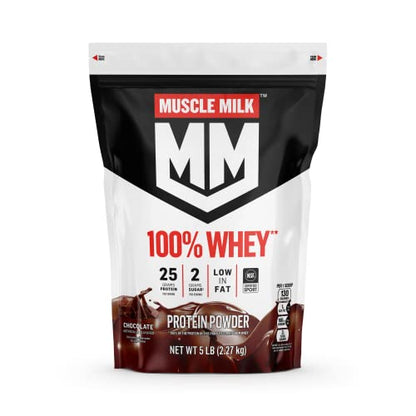 Muscle Milk 100% Whey Protein Powder, Chocolate, 5 Pound, 66 Servings, 25g Protein - Maple Wellness Supplements