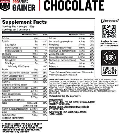 Muscle Milk Gainer Protein Powder, Chocolate, 32g Protein, 5 Pound - Maple Wellness Supplements