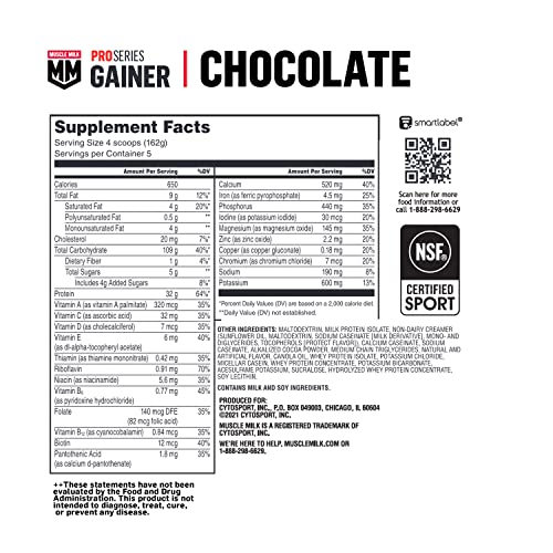 Muscle Milk Gainer Protein Powder, Chocolate, 32g Protein, 5 Pound - Maple Wellness Supplements