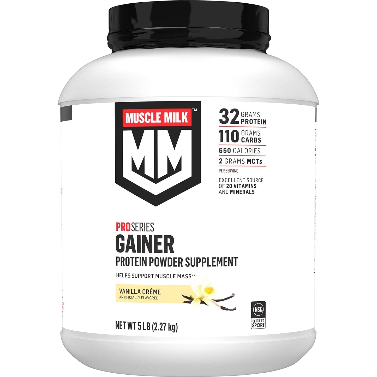 Muscle Milk Gainer Protein Powder, Vanilla Creme, 32g Protein, 5 Pound - Maple Wellness Supplements