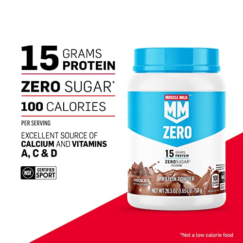 Muscle Milk ZERO, 100 Calorie Protein Powder, Chocolate, 15g Protein, 1.65 Pound - Maple Wellness Supplements