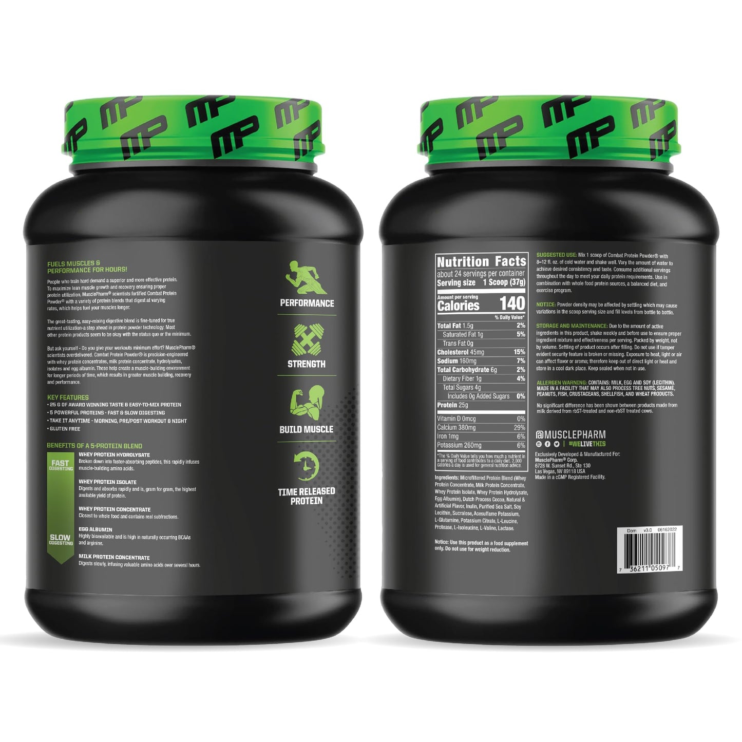 Muscle Pharm Combat Protein Powder, Fuels Muscles for Productive Workouts, 5 Protein - Maple Wellness Supplements