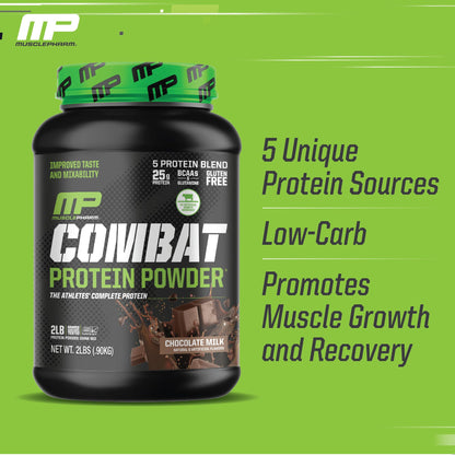 Muscle Pharm Combat Protein Powder, Fuels Muscles for Productive Workouts, 5 Protein - Maple Wellness Supplements