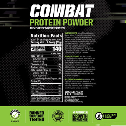 Muscle Pharm Combat Protein Powder, Fuels Muscles for Productive Workouts, 5 Protein - Maple Wellness Supplements