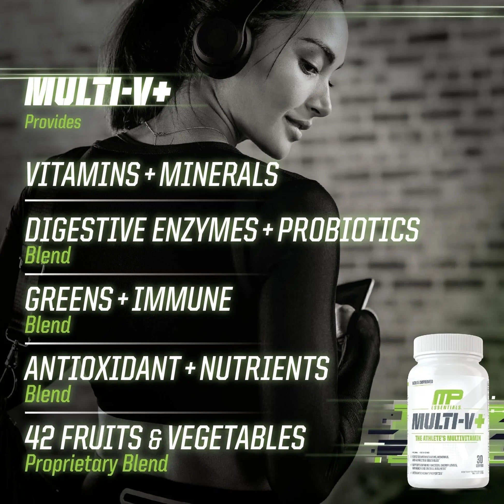 Muscle Pharm Essentials Multi-V+, The Athlete's Multi-Vitamin, Enhanced Energy, Performance & Immune Health, Daily Multivitamin for Men & Women - Maple Wellness Supplements