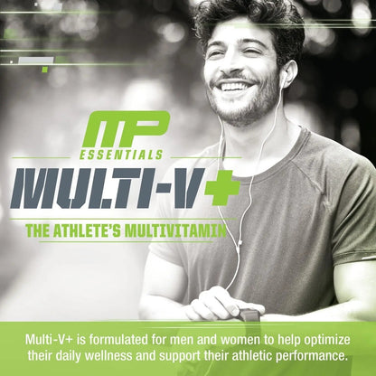Muscle Pharm Essentials Multi-V+, The Athlete's Multi-Vitamin, Enhanced Energy, Performance & Immune Health, Daily Multivitamin for Men & Women - Maple Wellness Supplements