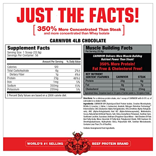 MuscleMeds, Carnivor Beef Protein Isolate Powder 56 Servings, Chocolate, 72 Ounce - Maple Wellness Supplements