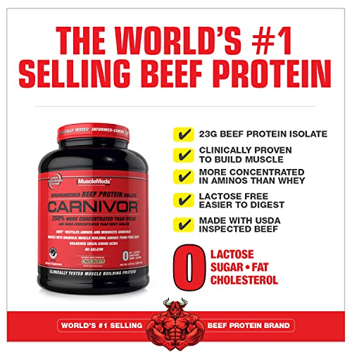 MuscleMeds, Carnivor Beef Protein Isolate Powder 56 Servings, Chocolate, 72 Ounce - Maple Wellness Supplements