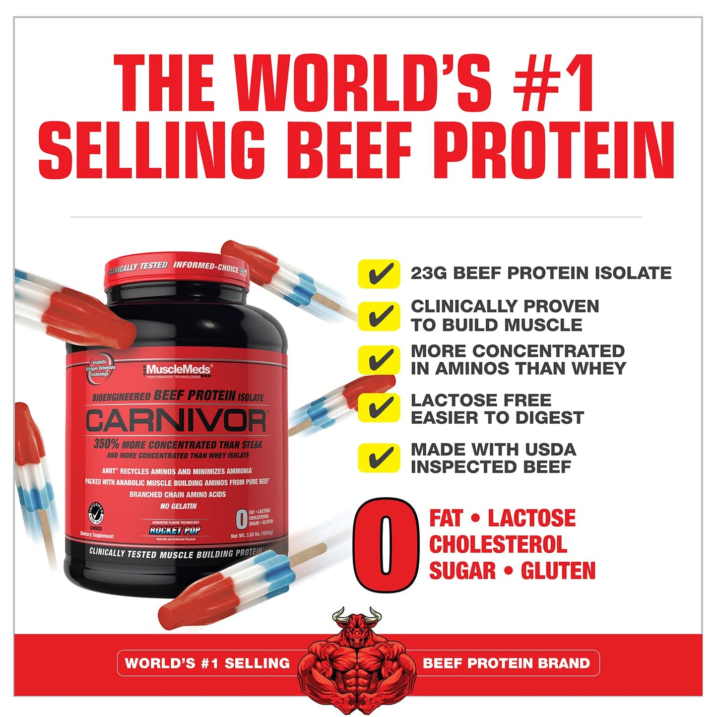 MuscleMeds CARNIVOR Beef Protein Isolate Powder, Muscle Building, Recovery, Lactose - Maple Wellness Supplements