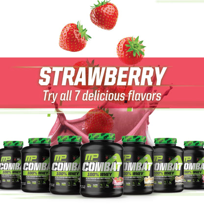MusclePharm Combat 100% Whey Protein Powder, Strawberry Cream Flavor - Maple Wellness Supplements