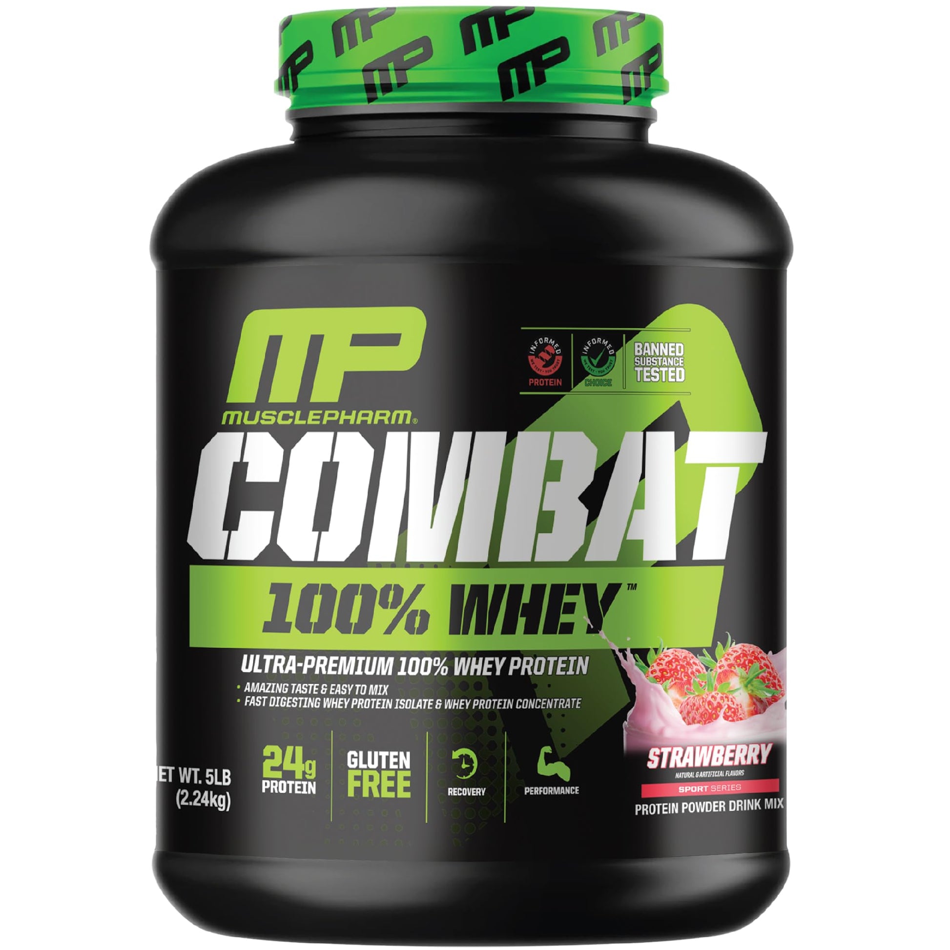 MusclePharm Combat 100% Whey Protein Powder, Strawberry Cream Flavor - Maple Wellness Supplements