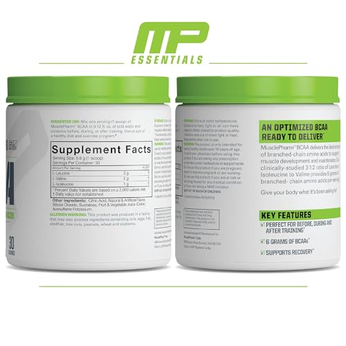 MusclePharm Essentials BCAA, Fruit Punch - 30 Servings - Maple Wellness Supplements