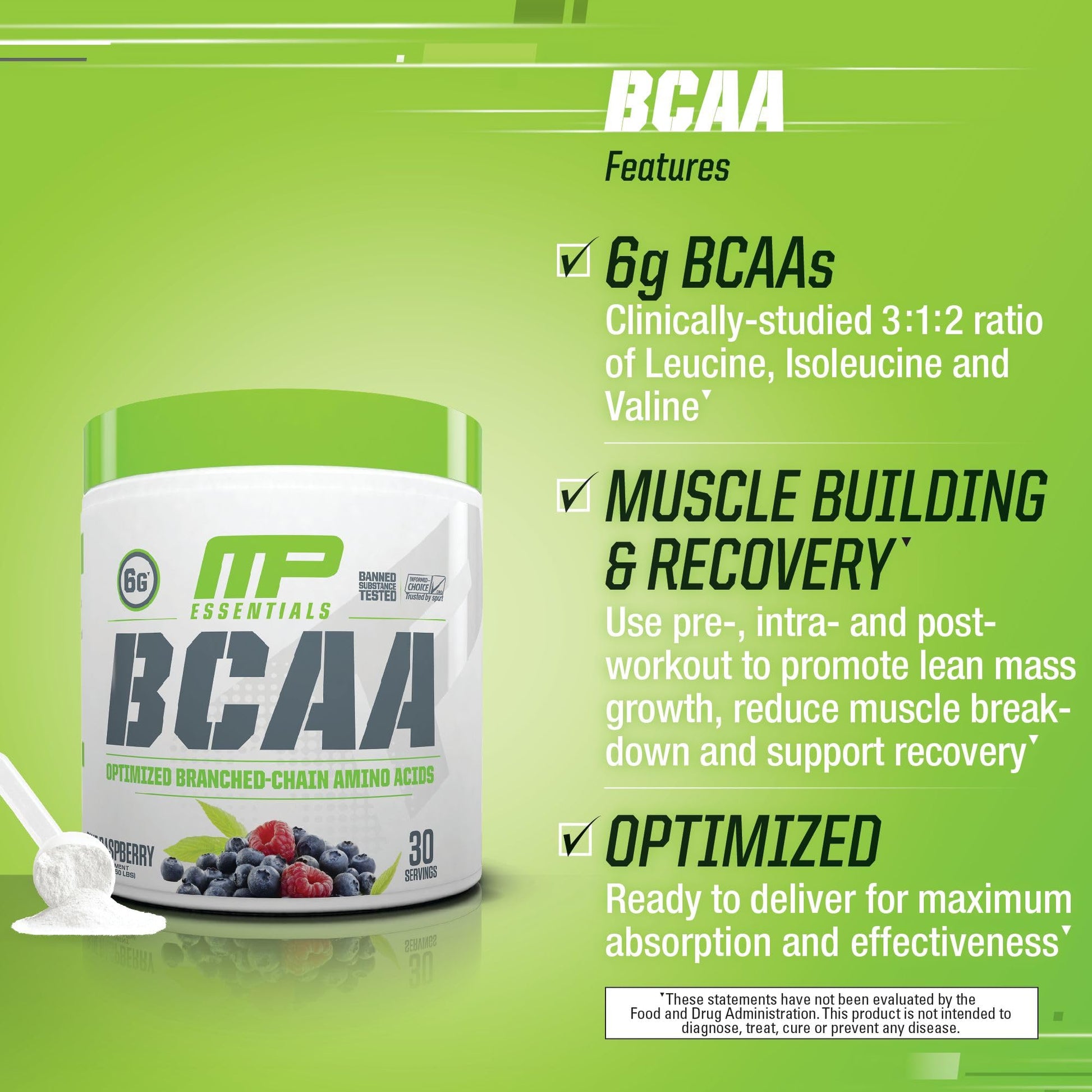 MusclePharm Essentials BCAA Powder, Pre & Post Workout Recovery Drink, Supports - Maple Wellness Supplements