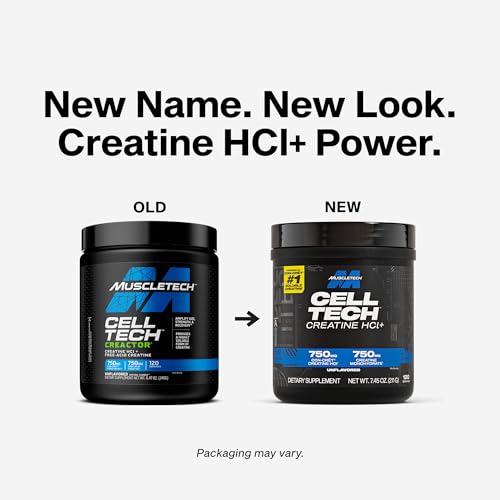 MuscleTech Cell-Tech Creactor Creatine HCl Powder, Post Workout Muscle Builder for Men & Women, Creatine Hydrochloride + Free-Acid, Unflavored (120 Servings), 8.47 oz - Maple Wellness Supplements