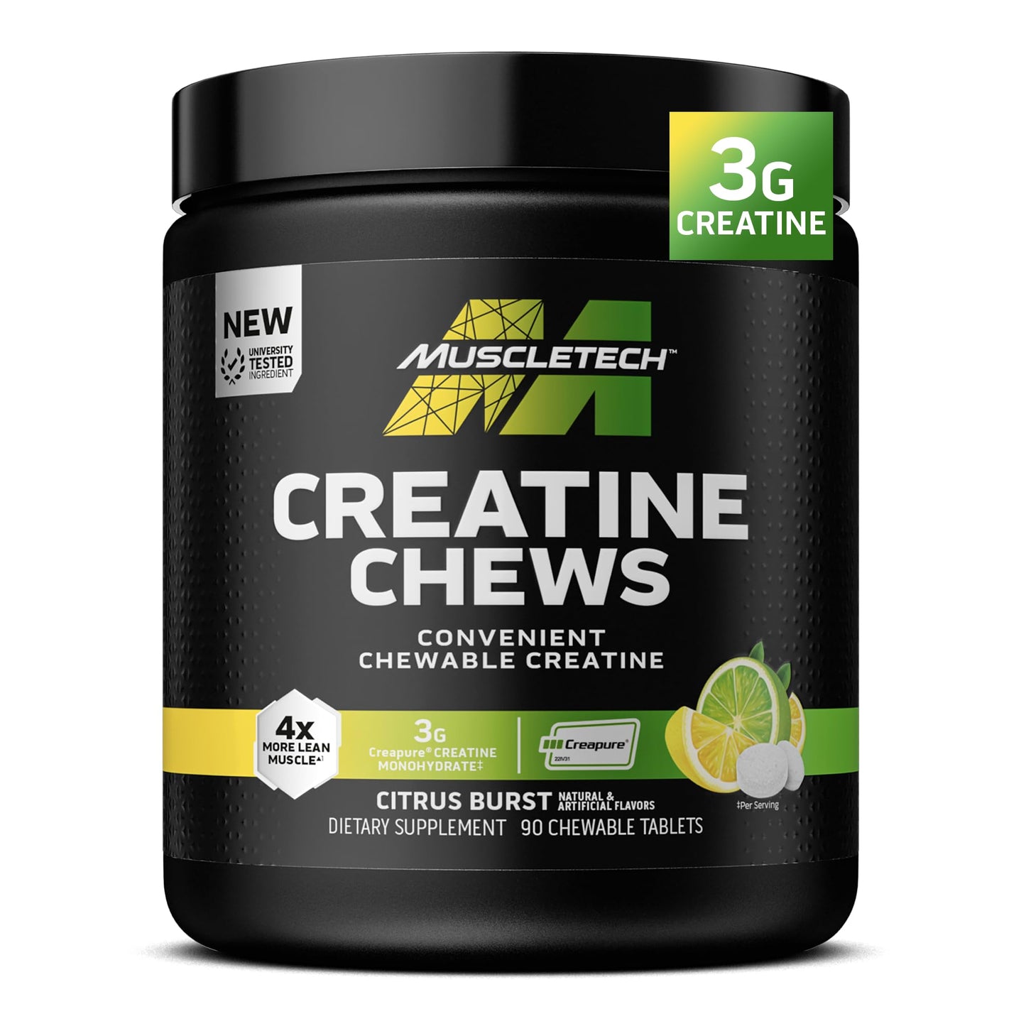 MuscleTech | Creatine Chews | Creapure Monohydrate Supplement for Muscle Recovery, Muscle Builder & Energy Boost | Pre Workout Supplement for Men & Women - Maple Wellness Supplements