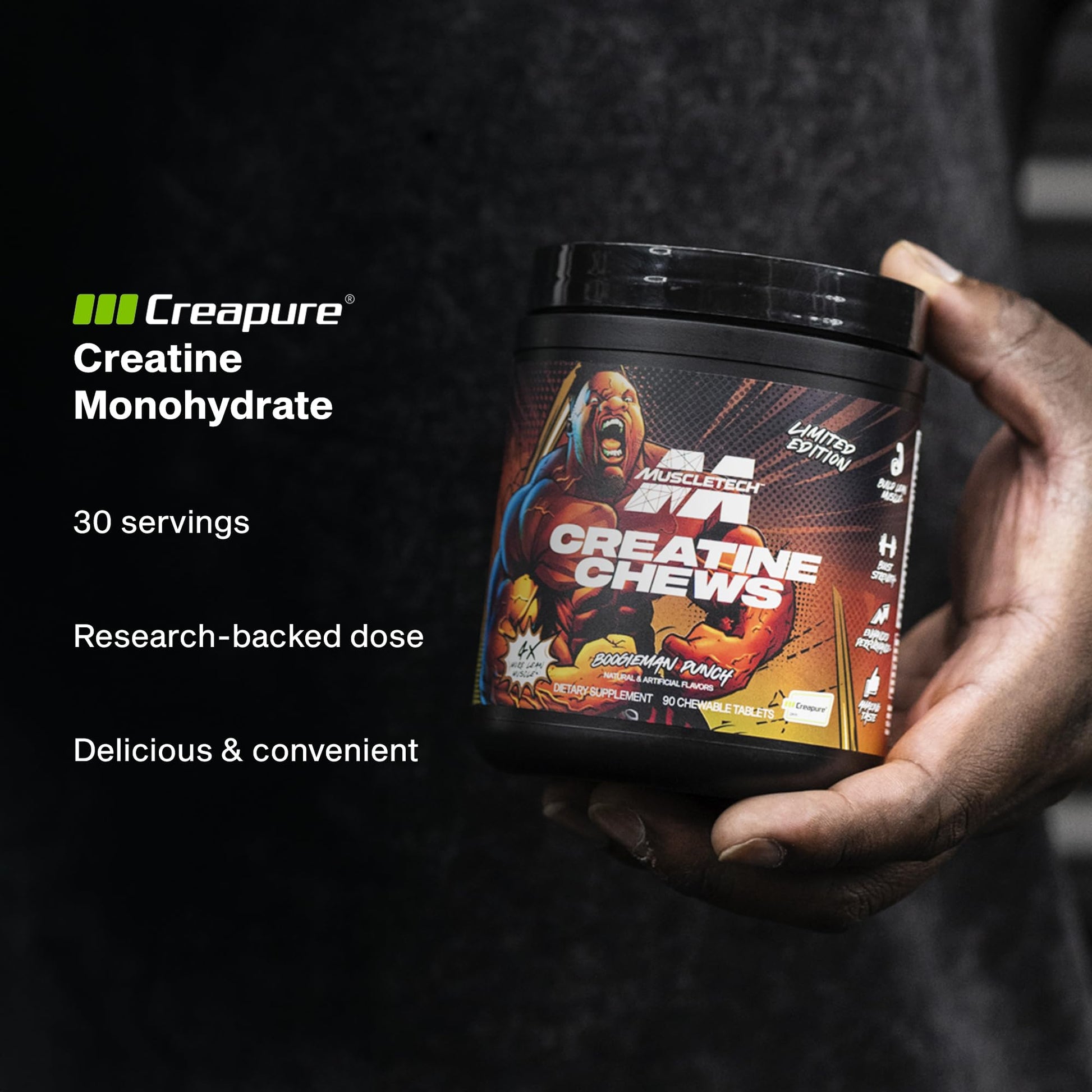 MuscleTech Creatine Chews - Creapure Monohydrate Supplement for Muscle Recovery, Muscle Builder & Energy Boost - Pre Workout Supplement for Men & Women - Maple Wellness Supplements