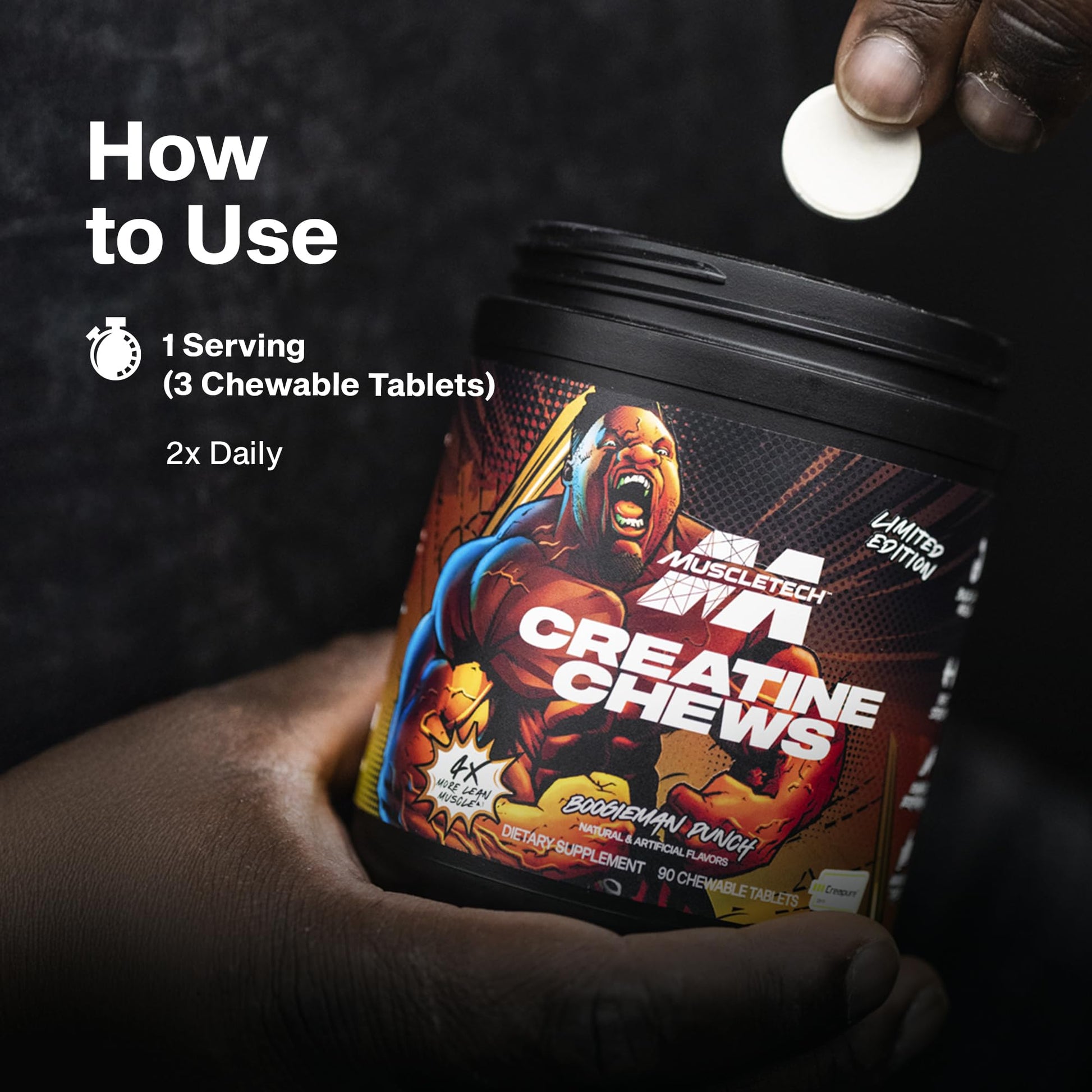 MuscleTech Creatine Chews - Creapure Monohydrate Supplement for Muscle Recovery, Muscle Builder & Energy Boost - Pre Workout Supplement for Men & Women - Maple Wellness Supplements