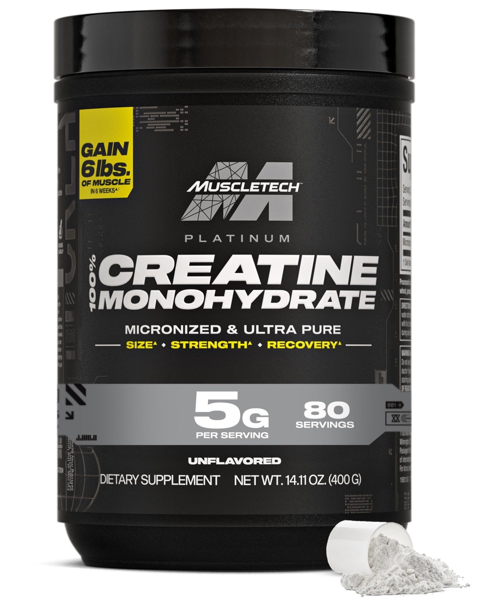 MuscleTech Creatine Monohydrate Powder, Platinum Pure - Unflavored Micronized Creatine for Men & Women - Workout Supplements for Performance, Muscle Recovery & Builder - Maple Wellness Supplements