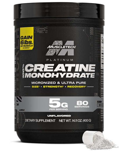 MuscleTech Creatine Monohydrate Powder, Platinum Pure - Unflavored Micronized Creatine for Men & Women - Workout Supplements for Performance, Muscle Recovery & Builder - Maple Wellness Supplements