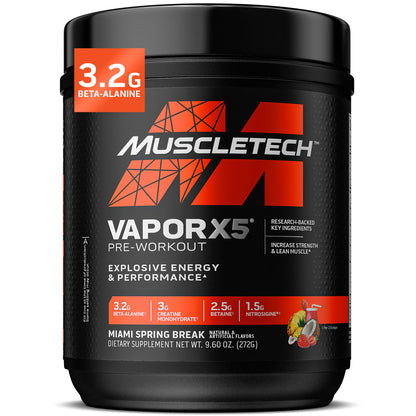 MuscleTech Pre-Workout Powder, Vapor X5 - Sports Nutrition Muscle Building Supplements for Women & Men - Intense Muscle Pump Energy Powder Drink Mix - Maple Wellness Supplements