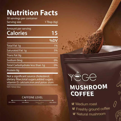 Mushroom Coffee, Instant Mushroom Coffee with Cordyceps, Reishi, King Trumpet, Shiitake, Turkey Tail, Lions Mane for Energy - Maple Wellness Supplements