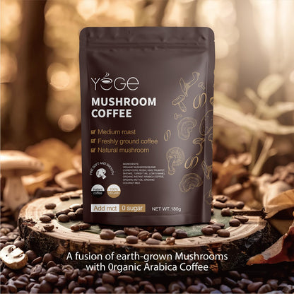 Mushroom Coffee, Instant Mushroom Coffee with Cordyceps, Reishi, King Trumpet, Shiitake, Turkey Tail, Lions Mane for Energy - Maple Wellness Supplements