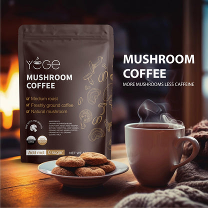 Mushroom Coffee, Instant Mushroom Coffee with Cordyceps, Reishi, King Trumpet, Shiitake, Turkey Tail, Lions Mane for Energy - Maple Wellness Supplements