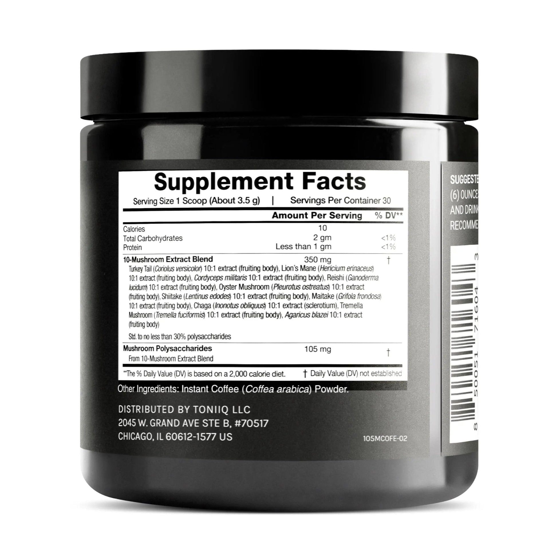 Mushroom Coffee - Ultra High Potency 10:1 Concentrated Extract - Colombian Sourced Beans with 10 Mushroom Blend, Lion's Mane & Cordyceps - Rich & Functional Coffee Alternative - Third-Party Lab Tested - Maple Wellness Supplements